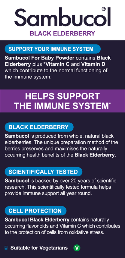 Sambucol Black Elderberry Powder for Baby, 14 sachets. (Immune Booster Collection)