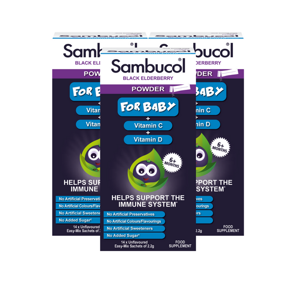 [25% Off Bundle Deal] 3 x Sambucol Black Elderberry Powder for Baby, 14 sachets.
