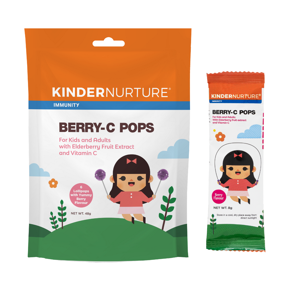 [25% Off Bundle Deal] 3 x KinderNurture Berry-C Pops – 6 lollipops, 48 g.