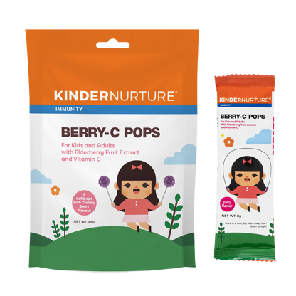 [25% Off Bundle Deal] 3 x KinderNurture Berry-C Pops – 6 lollipops, 48 g.