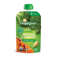 Happy Family Happy Baby Organic Broccoli & Carrots with Olive Oil + Garlic, 113 g.