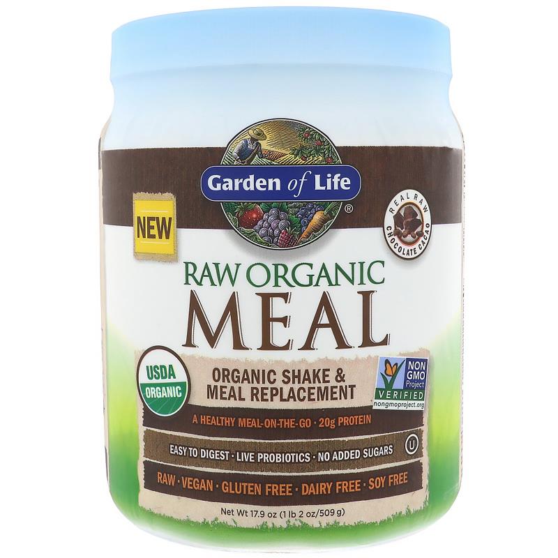 Garden of Life RAW Organic Meal Shake & Meal Replacement Powder Chocolate Cacao, 509 g.-NaturesWisdom