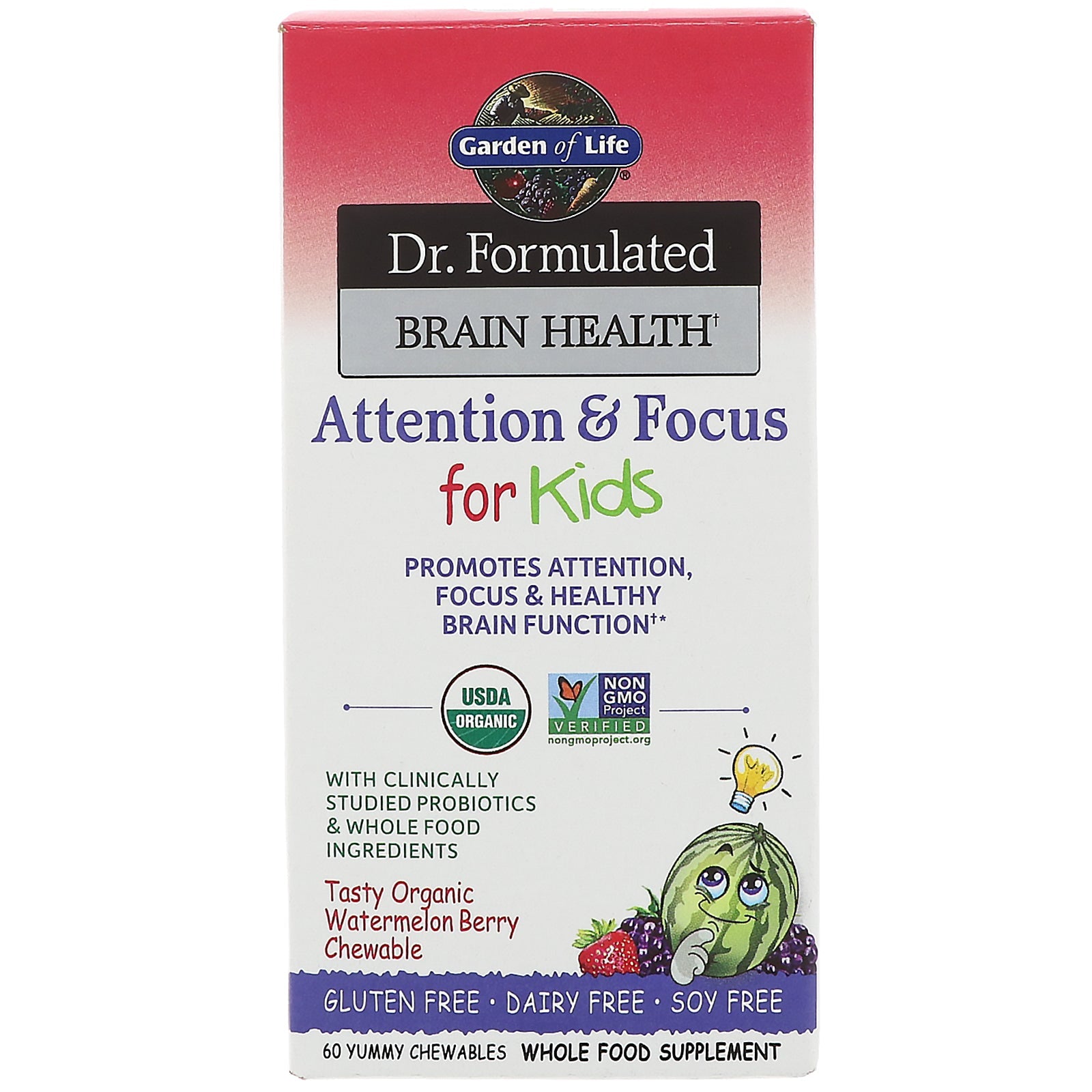 Garden of Life Dr. Formulated Brain Health Organic Attention/Focus Kids Chewables, 60 tabs.-NaturesWisdom