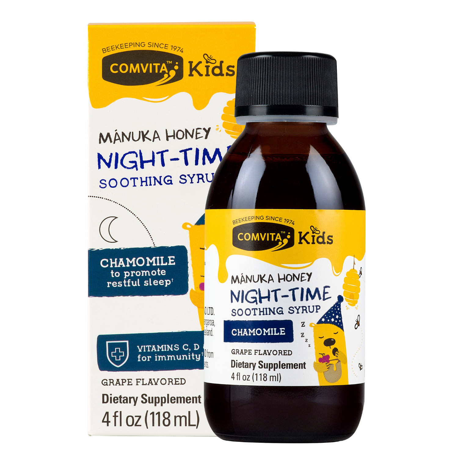 Comvita Kids Night-Time Soothing Syrup- Grape Flavour, 118 ml.