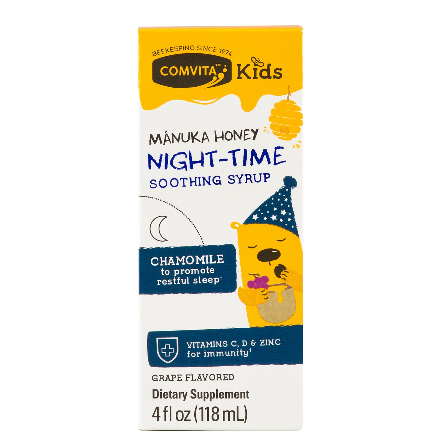 Comvita Kids Night-Time Soothing Syrup- Grape Flavour, 118 ml.