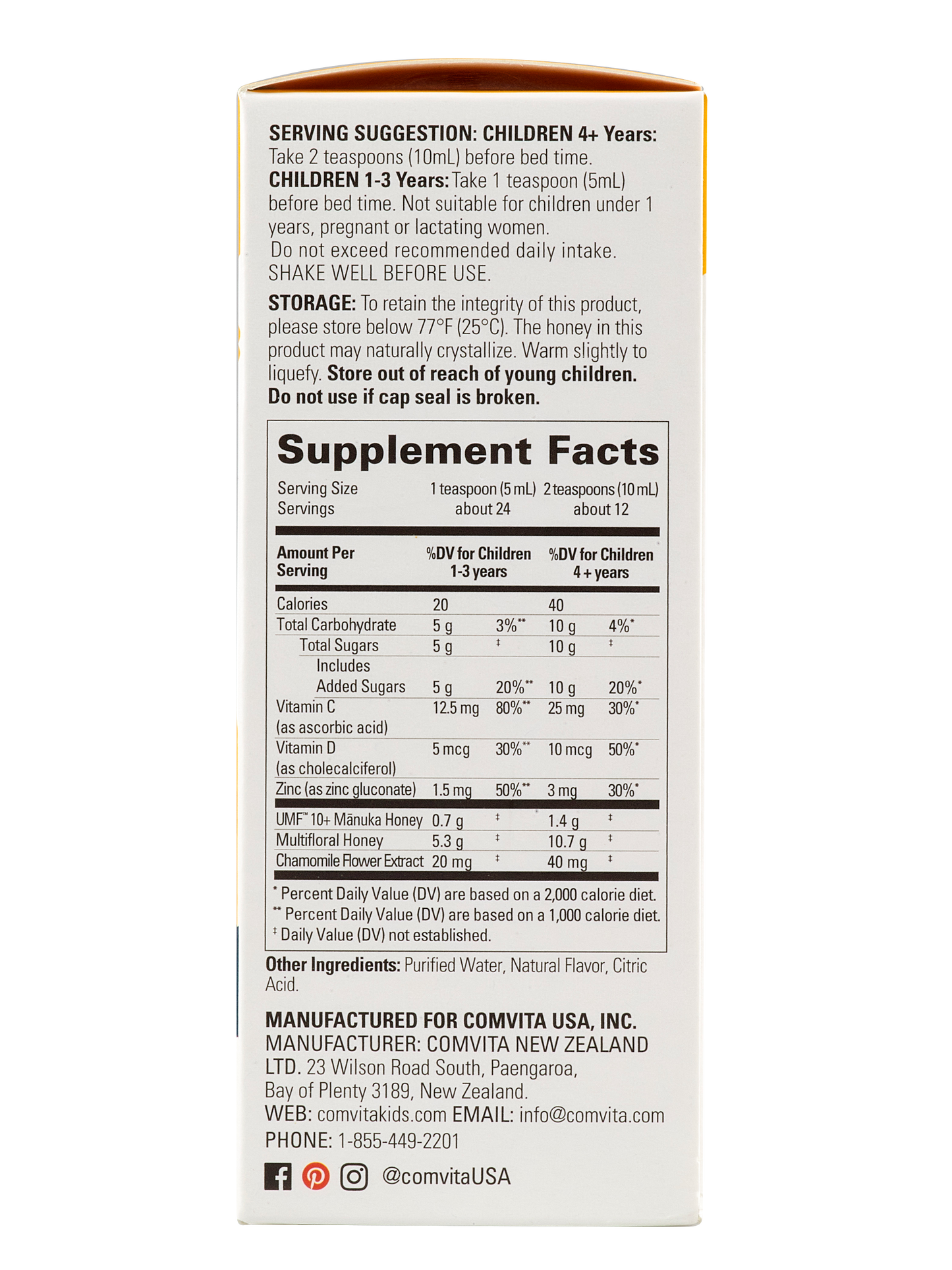 Comvita Kids Night-Time Soothing Syrup- Grape Flavour, 118 ml.