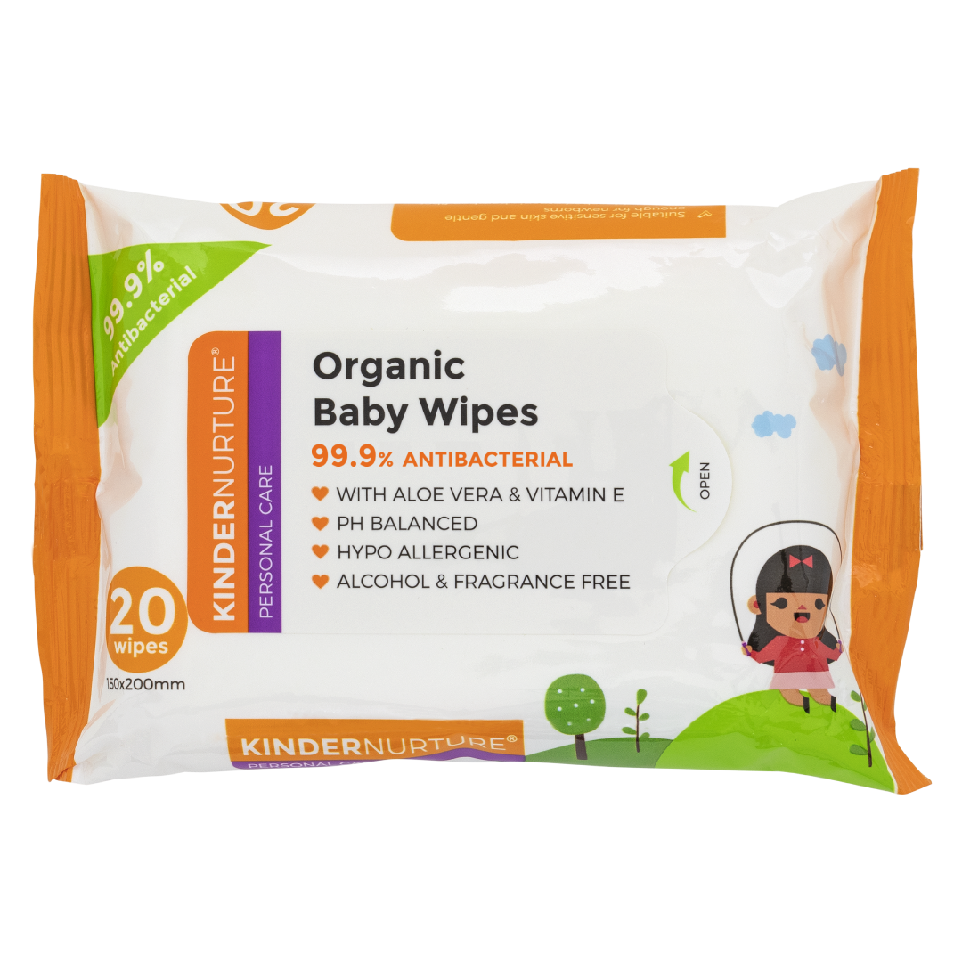 [Bundle Of 12] KinderNurture Organic Baby Wipes, 20 wipes