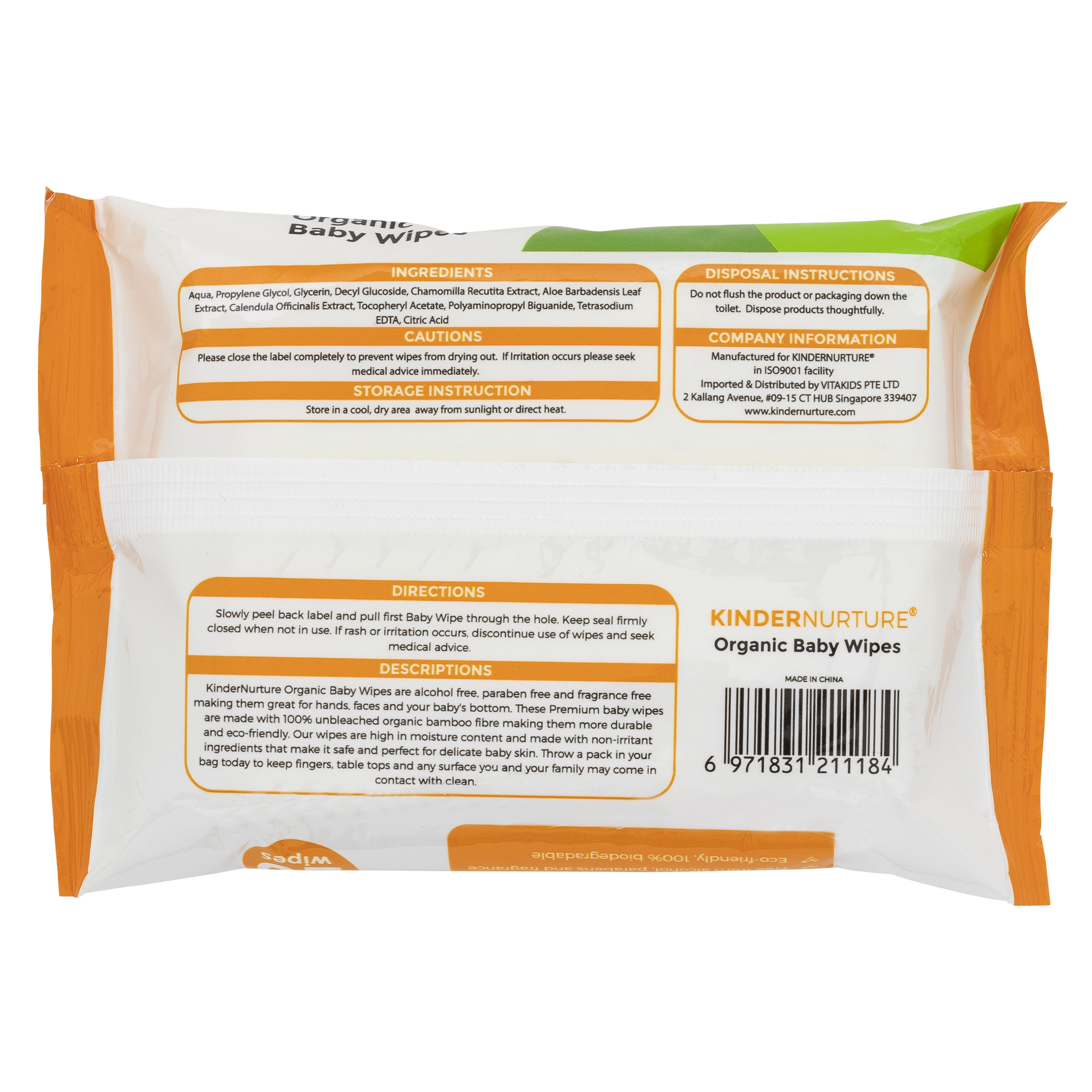 [Bundle Of 12] KinderNurture Organic Baby Wipes, 20 wipes - New Batch