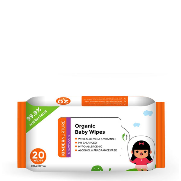 KinderNurture Organic Baby Wipes, 20 wipes