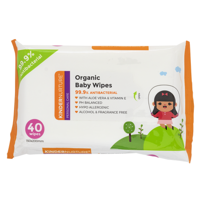 [Bundle of 12] KinderNurture Organic Baby Wipes, 40 wipes - New Batch