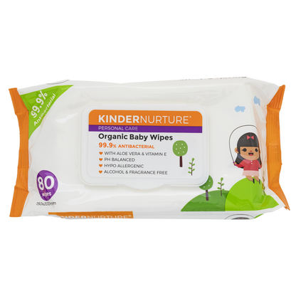 [Bundle of 12] KinderNurture Organic Baby Wipes, 80 wipes