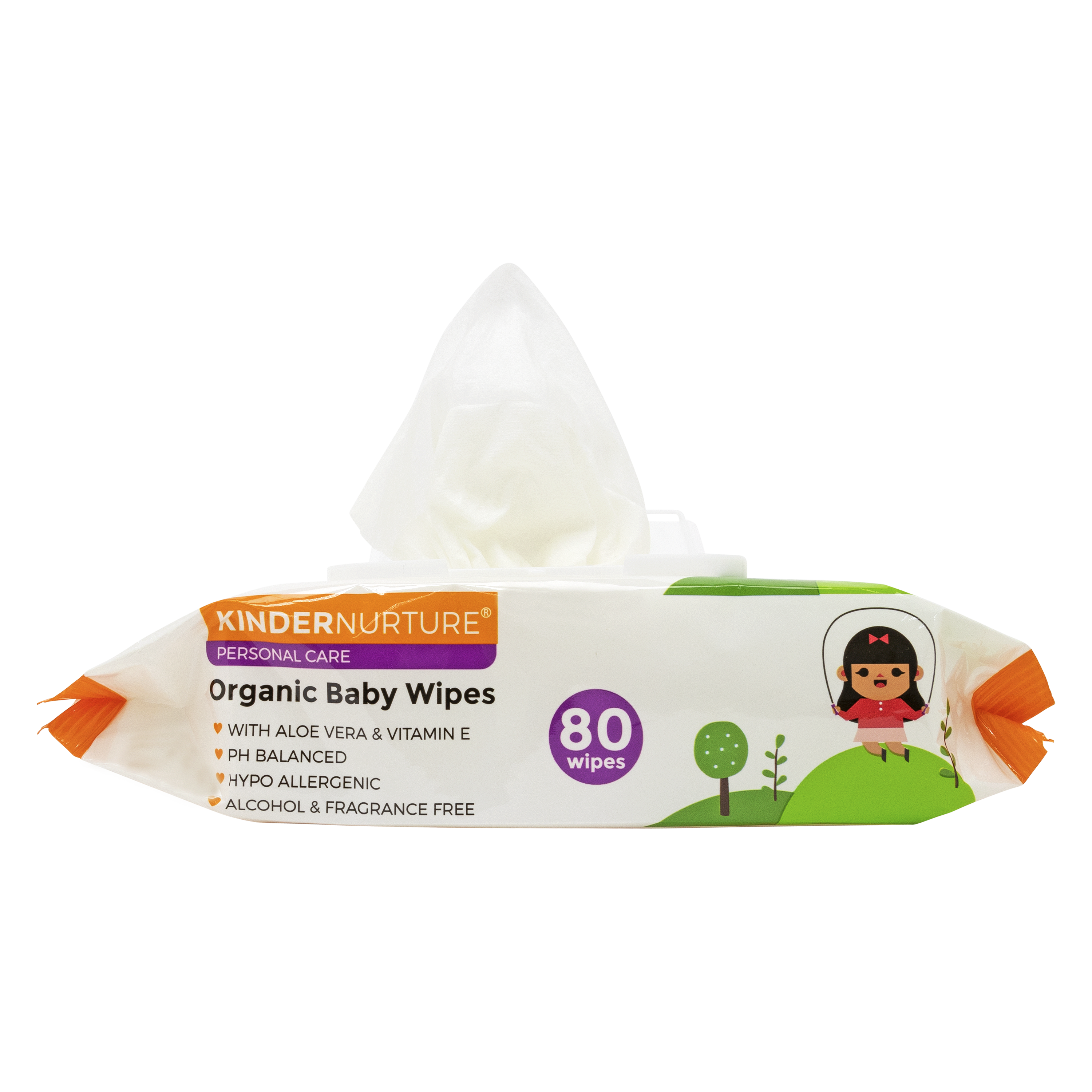 [Bundle of 12] KinderNurture Organic Baby Wipes, 80 wipes - New Batch
