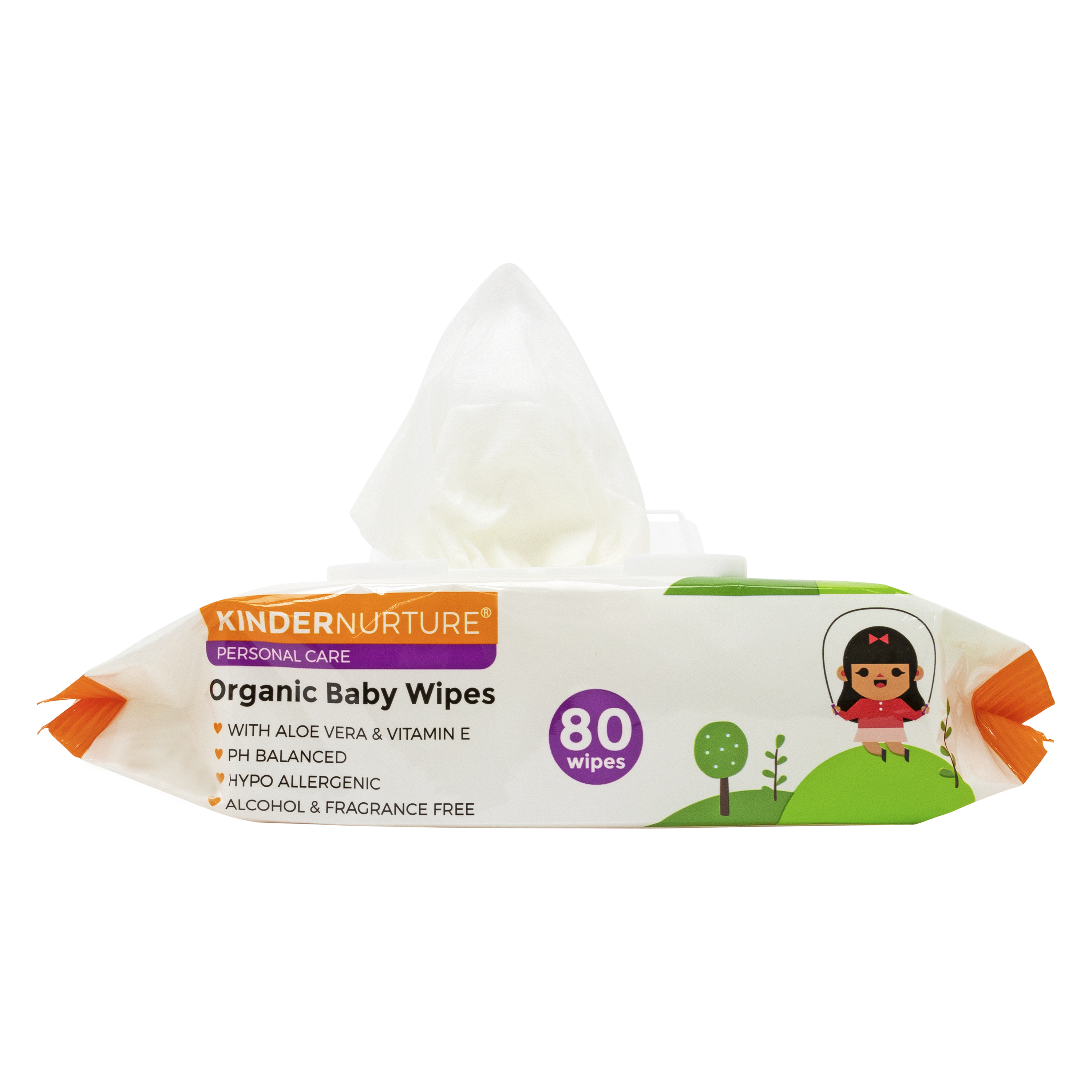 KinderNurture Organic Baby Wipes, 80 wipes