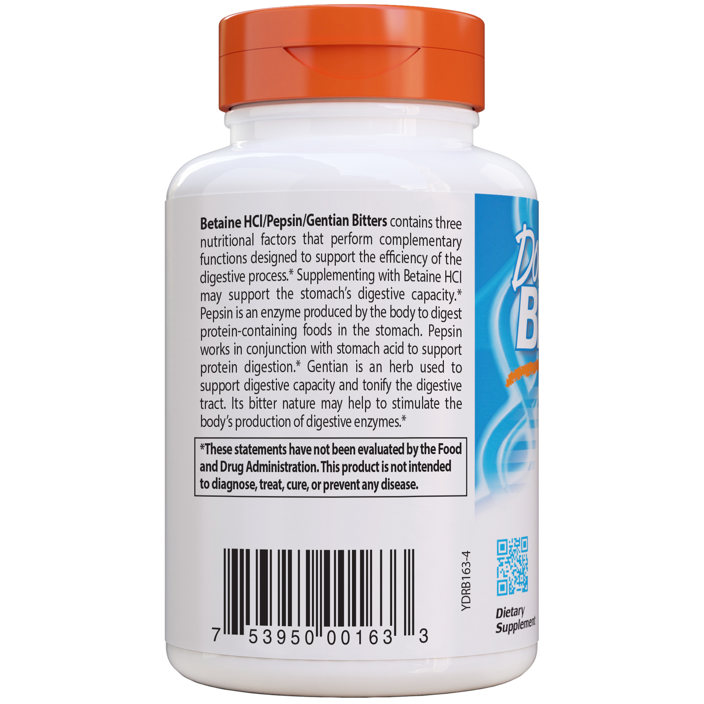 Doctor's Best Betaine HCl Pepsin & Gentian Bitters, 120 caps