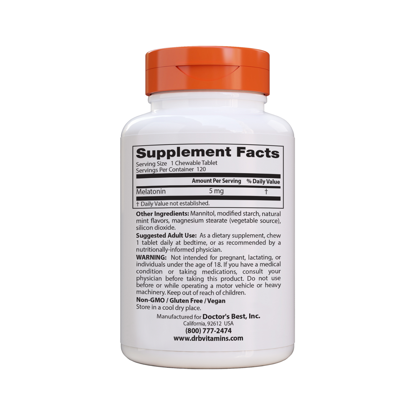 Doctor's Best Melatonin 5mg, 120 tabs