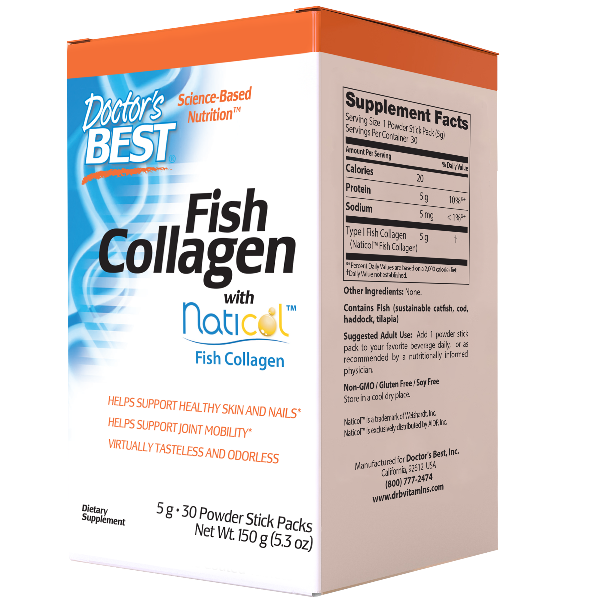 Doctor's Best Fish Collagen with Trumarine Collagen, 30 sticks【25% OFF Auto Discount】