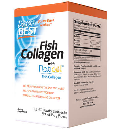 Doctor's Best Fish Collagen with Trumarine Collagen, 30 sticks