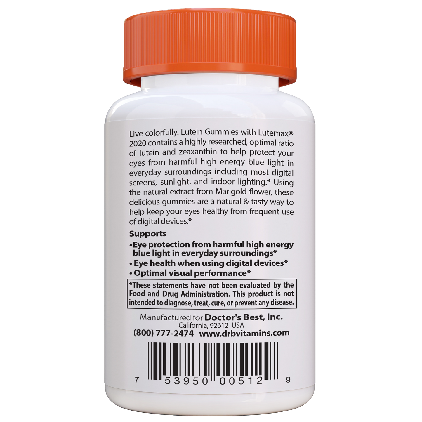 Doctor's Best Lutein 10mg Gummies, 60 gummies.