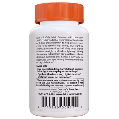 Doctor's Best Lutein 10mg Gummies, 60 gummies.