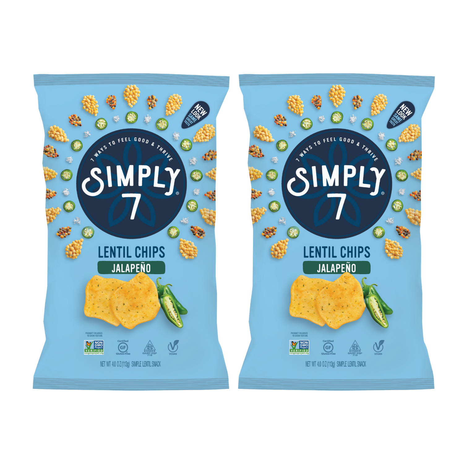 [Bundle of 2] Simply 7 Lentil Chips - Jalapeno, 113g.