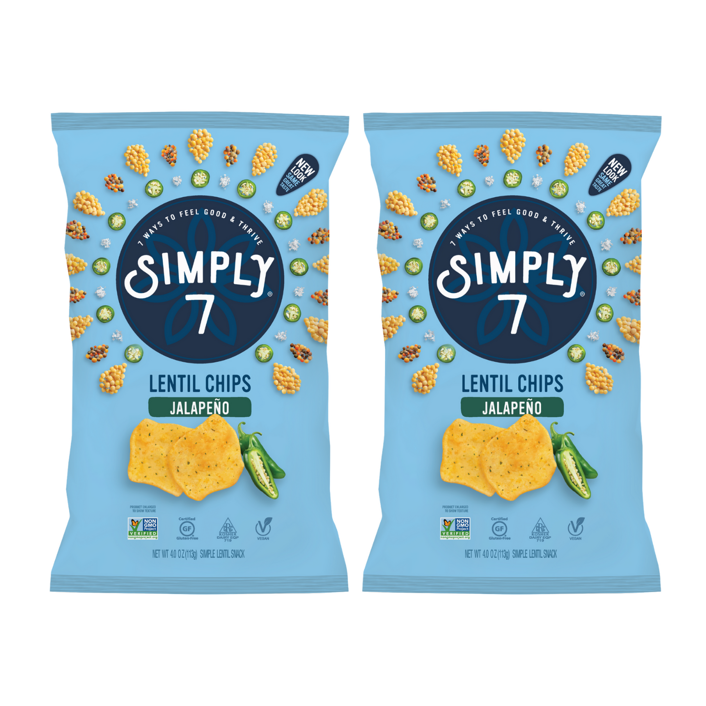 [Bundle of 2] Simply 7 Lentil Chips - Jalapeno, 113g.