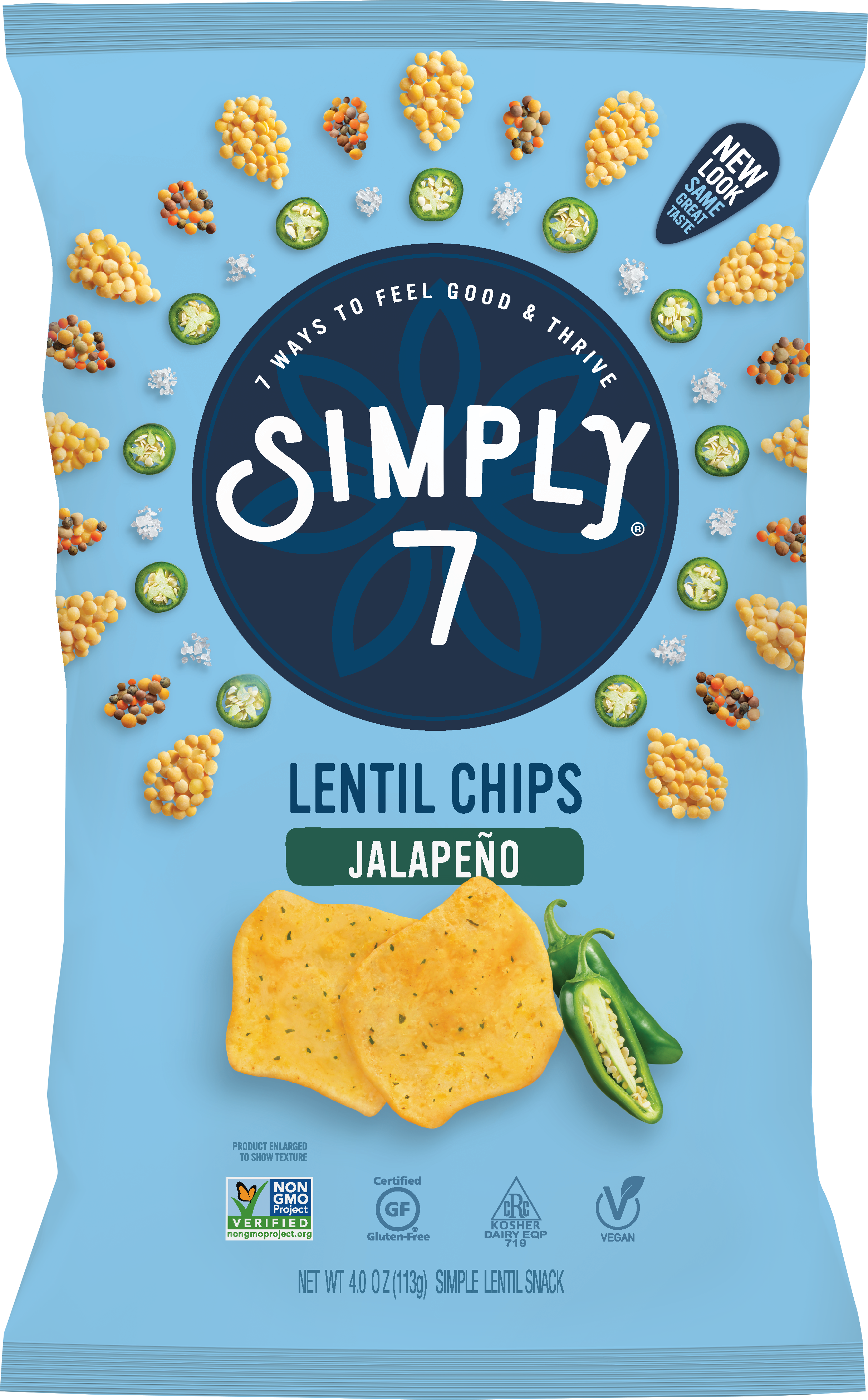 [Bundle of 2] Simply 7 Lentil Chips - Jalapeno, 113g.