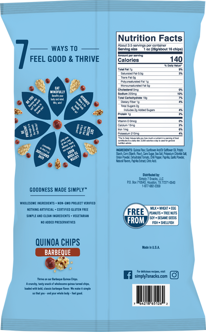 [Bundle of 2] Simply 7 Quinoa Chips - BBQ, 99 g