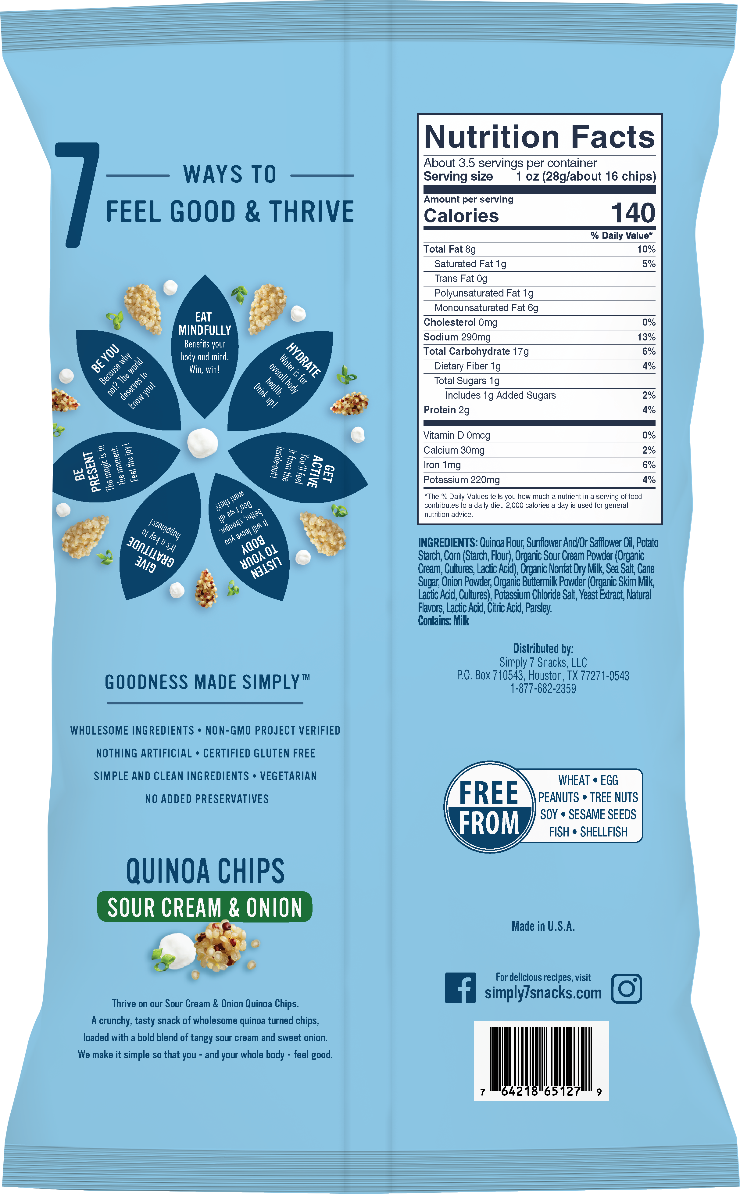 [Bundle of 2] Simply 7 Quinoa Chips - Sour Cream & Onion, 99 g