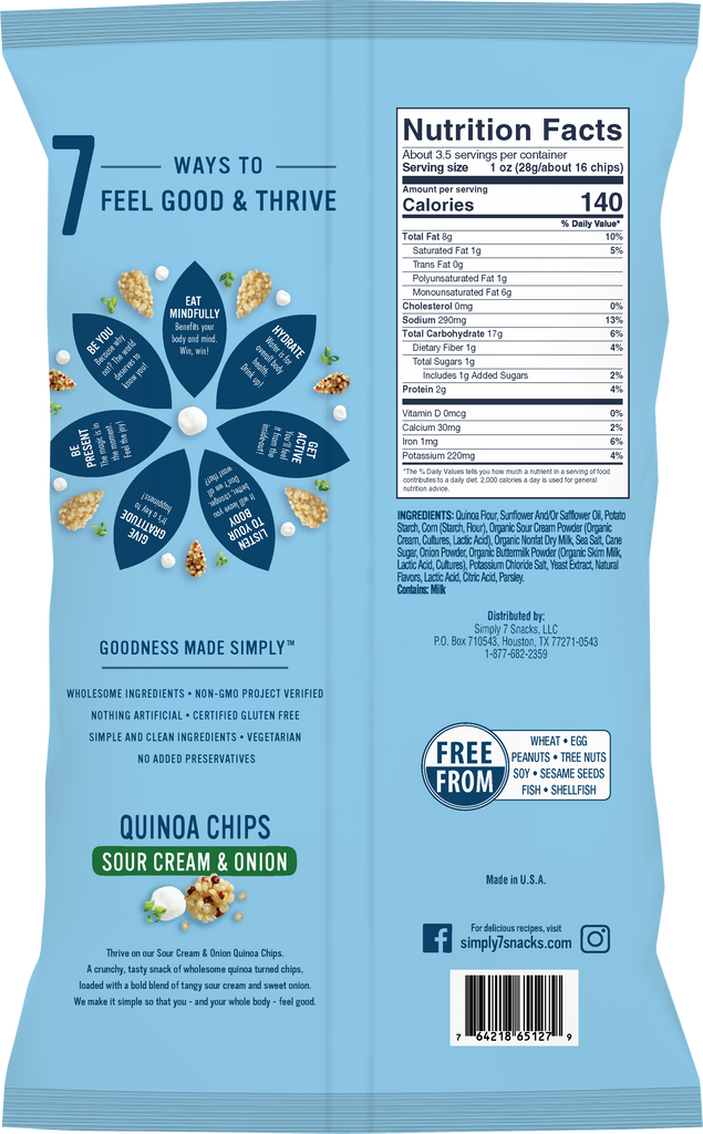 Simply 7 Quinoa Chips Sour Cream & Onion, 99 g NaturesWisdom