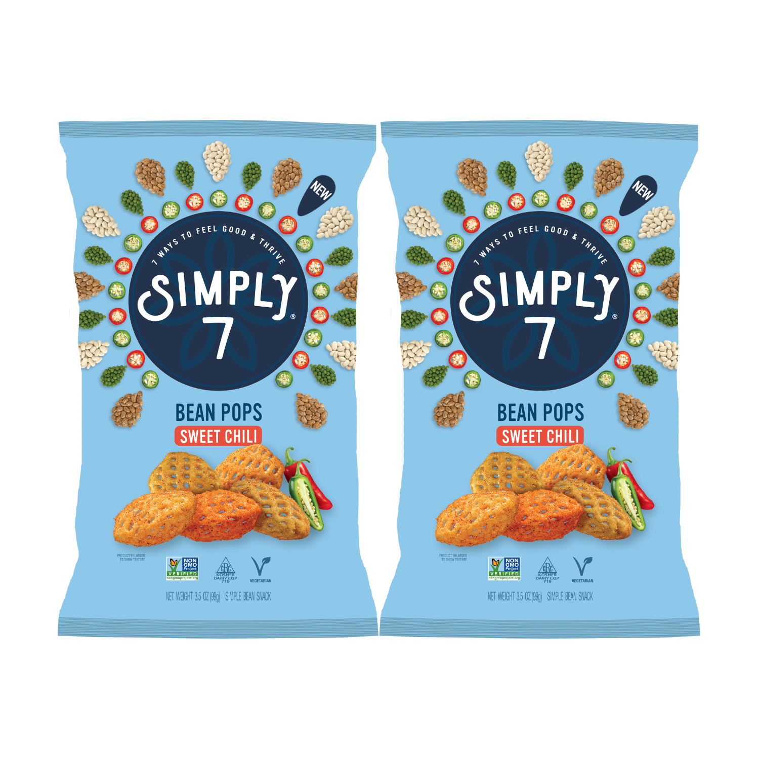 [Bundle of 2] Simply 7 Bean Pops- Sweet Chilli, 99g.