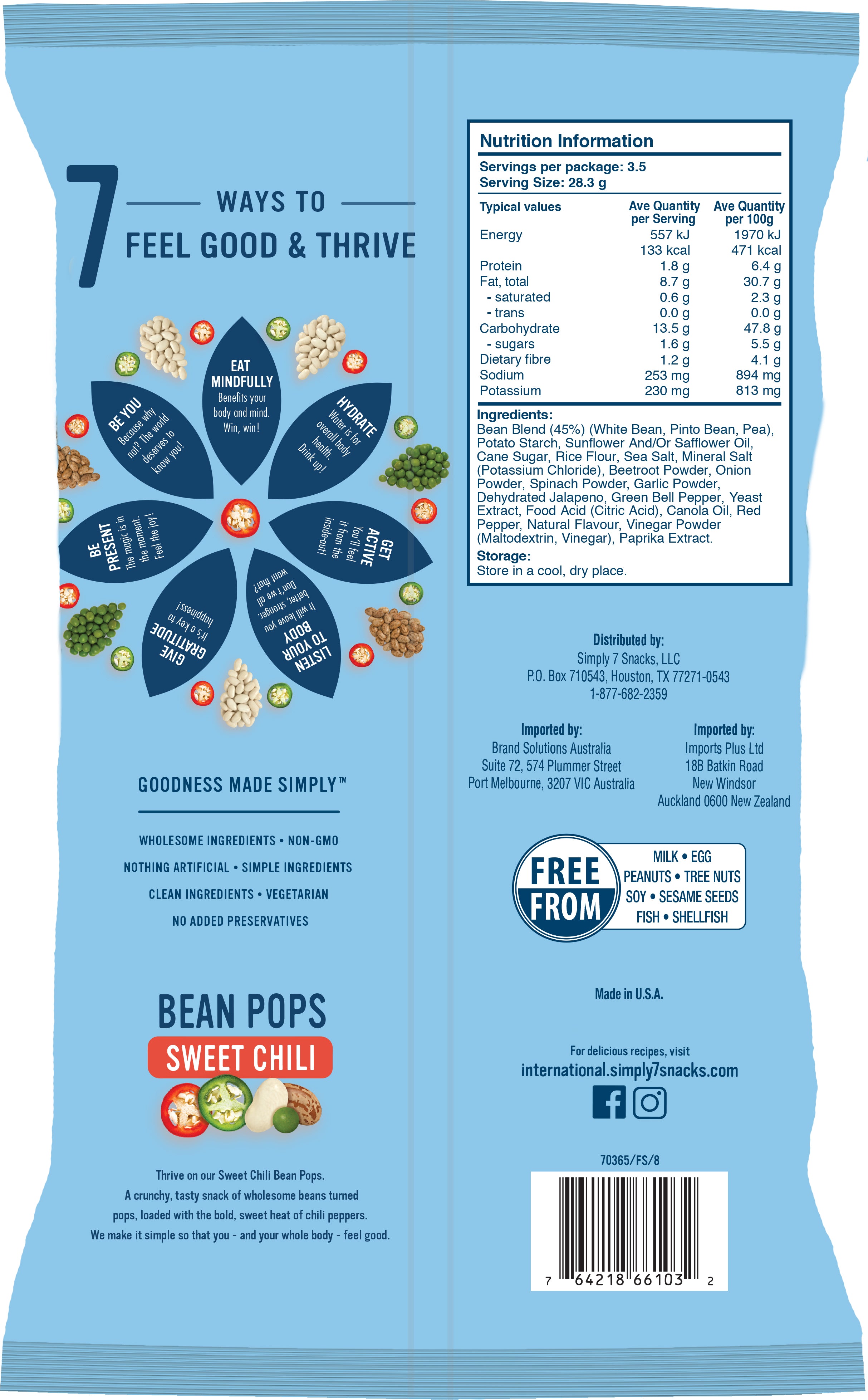 [Bundle of 2] Simply 7 Bean Pops- Sweet Chilli, 99g.