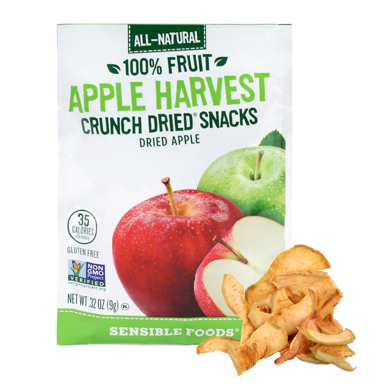 Sensible Foods All-Natural 100% Fruit Apple Harvest Crunch Dried Fruit, 9g.