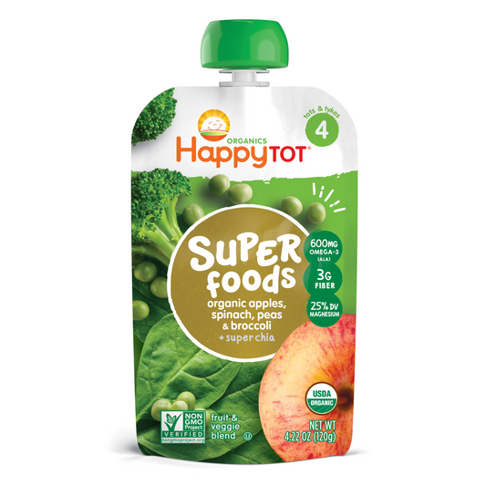 Happy Family Happy Tot Superfoods - Apples, Spinach, Peas & Broccoli, 120 g.