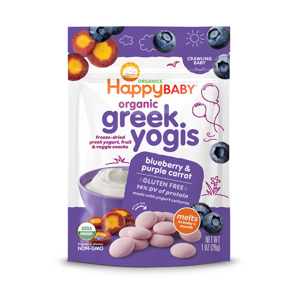 Happy Family Happy Baby Organic Greek Yogis - Blueberry Purple Carrot, 28 g.