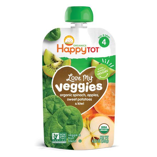 Happy Family Happy Tot Love My Veggies - Spinach, Apple, Sweet Potato & Kiwi, 120 g.