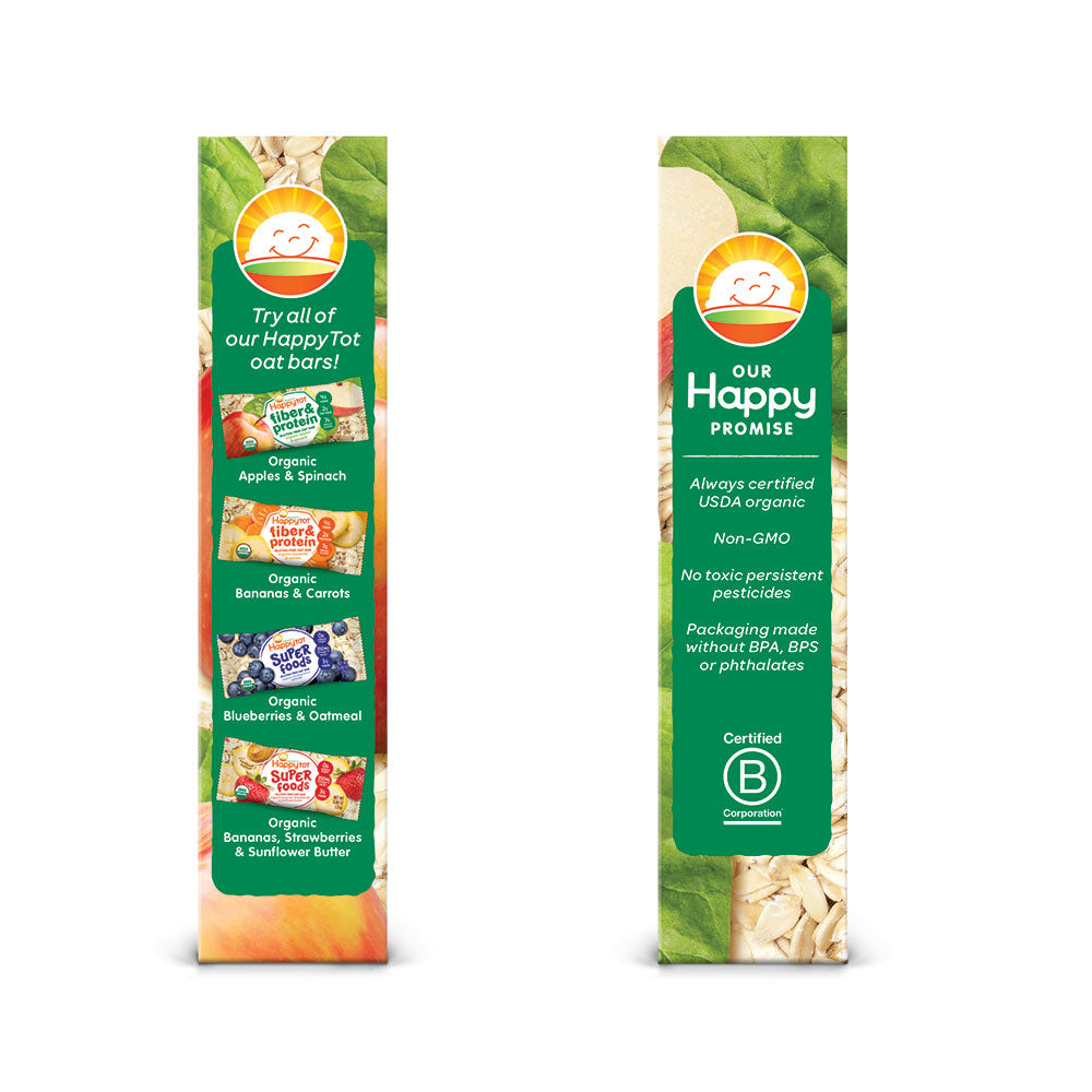 Happy Family Happy Tot Fiber & Protein Soft-Baked Oat Bar - Apple & Spinach, 5 x 25 g. [EXP: 19/3/25]