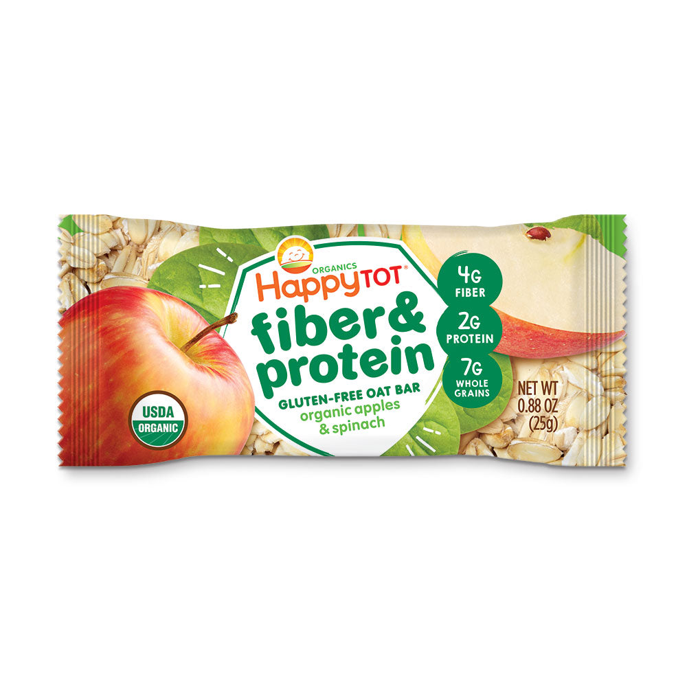 Happy Family Happy Tot Fiber & Protein Soft-Baked Oat Bar - Apple & Spinach, 5 x 25 g. [EXP: 19/3/25]