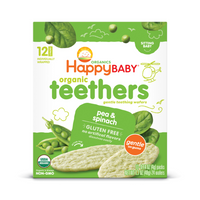 Happy Family Happy Baby Gentle Teethers - Pea & Spinach, 12 x 4 g. [Exp: 24/08/2023]