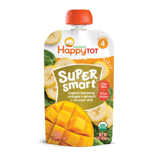 Happy Family Happy Tot Super Smart - Bananas Mangos Spinach + Coconut Milk, 113 g.