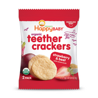 Happy Family Happy Baby Organic Teether Cracker- Strawberry & Beet, 12 x4 g.