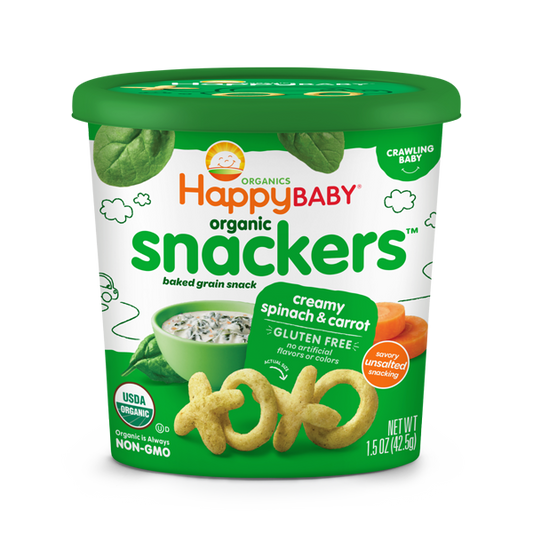 Happy Family Happy Baby Organic Snackers- Creamy Spinach & Carrot, 42.5 g.