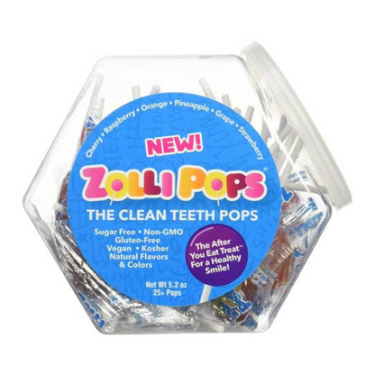 Zollipops The Clean Teeth Pops- Hexagon Variety Jar, 147g [EXP: 30/4/25]