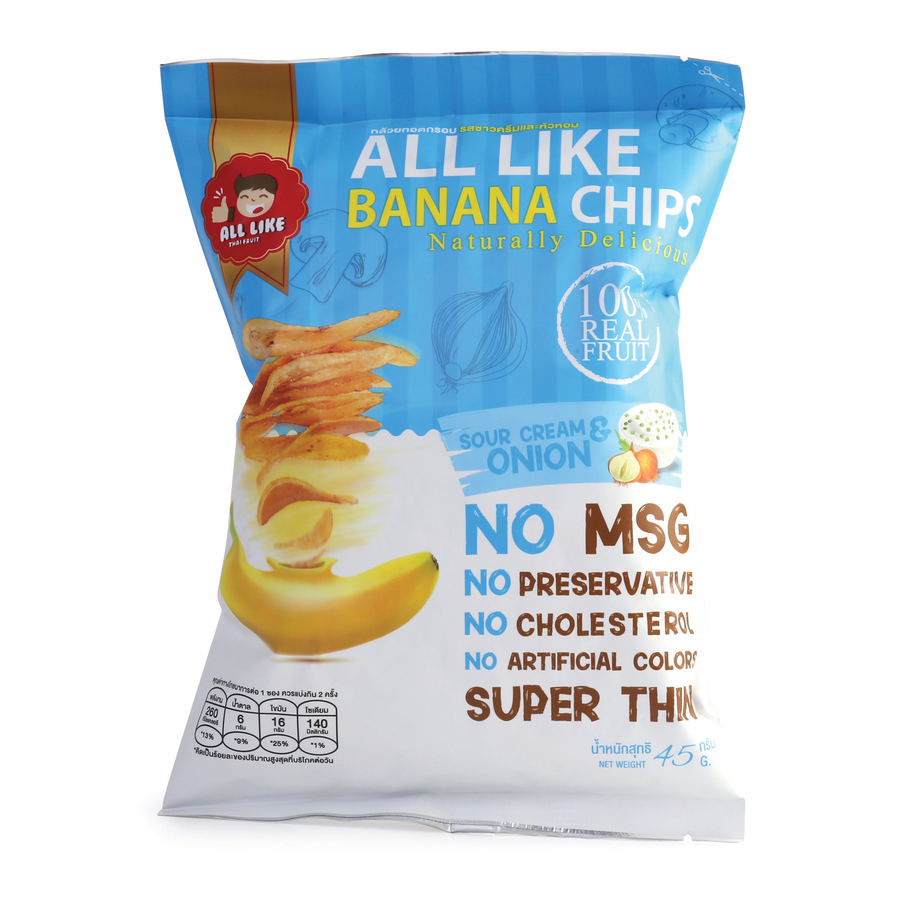 ALL LIKE Banana Chips – Sour Cream & Onions 45g