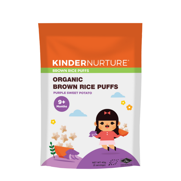 KinderNurture Organic Brown Rice Puffs -  Purple Sweet Potato, 40g.