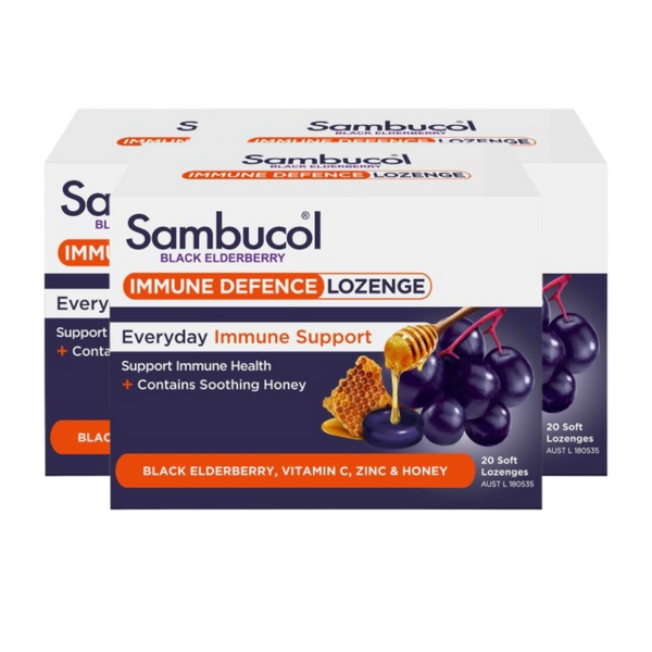 [25% Off Bundle Deal] 3 x Sambucol Throat Lozenges (AUS Version), 20 lozs.