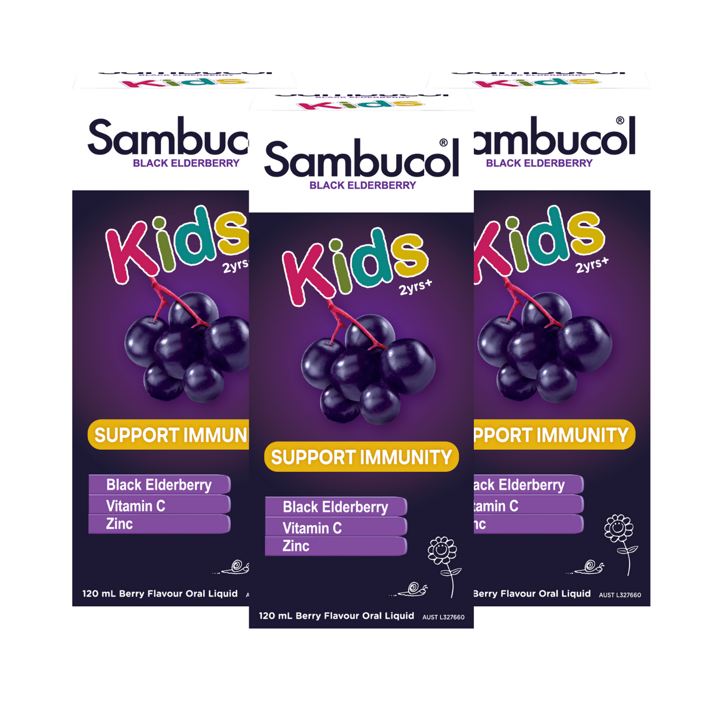 [25% Off Bundle Deal] 3 x Sambucol Kids Formula (AUS Version), 120 ml.