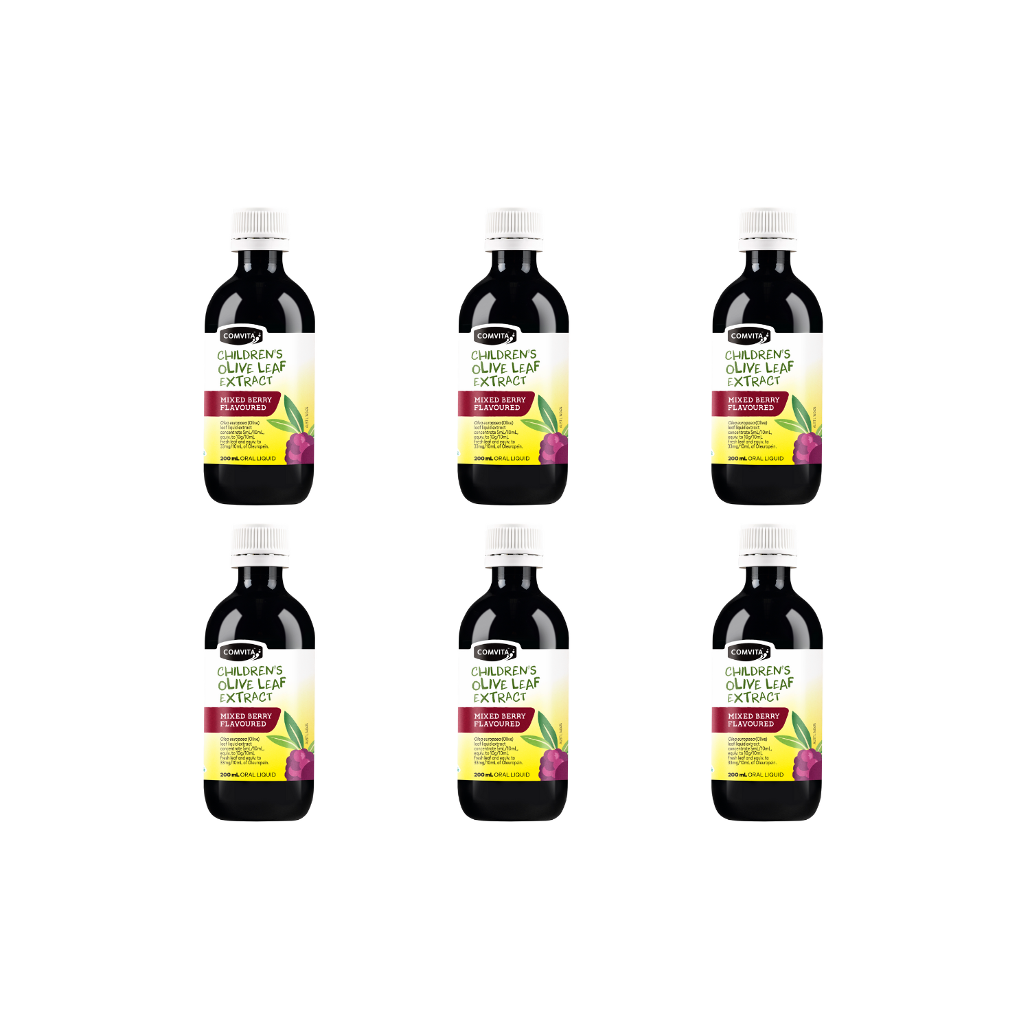 30% Off [Bundle of 6] Comvita Olive Leaf Extract for Children - Mixed Berry Flavor, 200 ml.