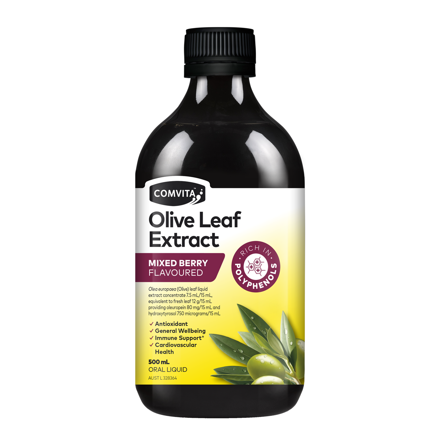 Comvita Olive Leaf Extract - Mixed Berry Flavor, 500 ml.