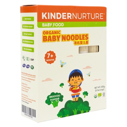 [25% Off Bundle Deal] 3 x KinderNurture Organic Baby Noodles- Broccoli Flavour, 200g.