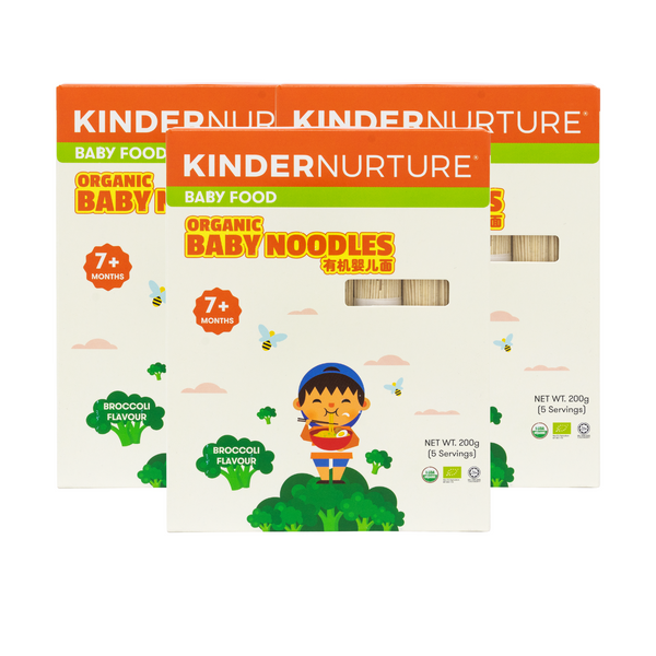 [25% Off Bundle Deal] 3 x KinderNurture Organic Baby Noodles- Broccoli Flavour, 200g.